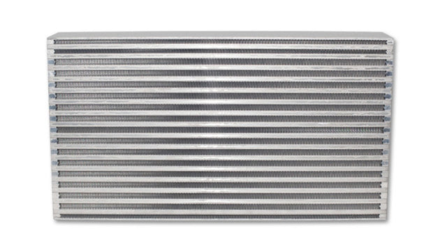 Vibrant intercooler core measuring 20x11x3.5 inches, featuring vibrant, durable aluminum fins for effective cooling.