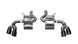 Black CORSA Performance axle-back exhaust for Chevrolet Camaro SS 2017-2024 with 6.2L V8, featuring dual outlets and a sleek design.