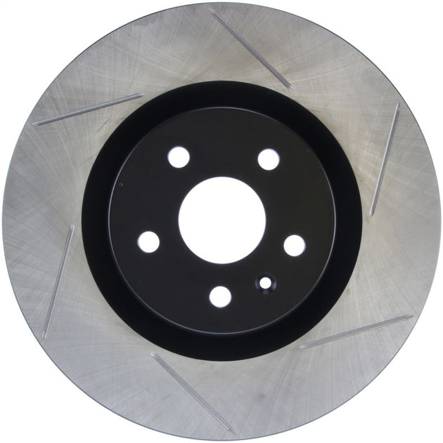 StopTech Power Slot front left slotted brake rotor for 2009 Pontiac G8 GXP and 10 Camaro SS with 8-cylinder engine.