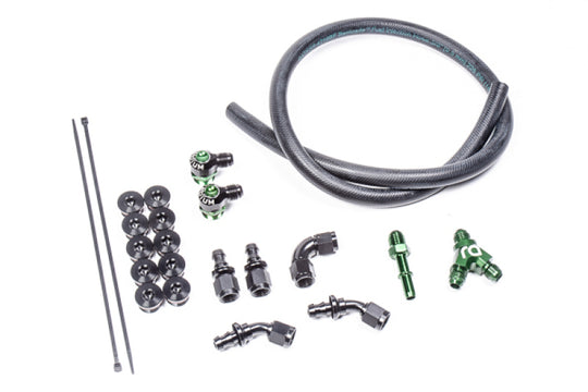Radium Engineering GM LSA/LS9 fuel rail plumbing kit with fuel rails and fittings for high-performance engine fuel system.