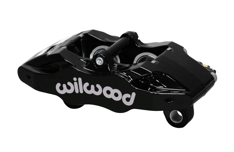 Wilwood Black DPC56 brake caliper with 1.25-inch piston and 1.04-inch disc for high-performance automotive braking system.