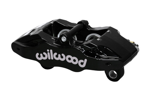 Wilwood Black DPC56 brake caliper with 1.25-inch piston and 1.04-inch disc for high-performance automotive braking system.