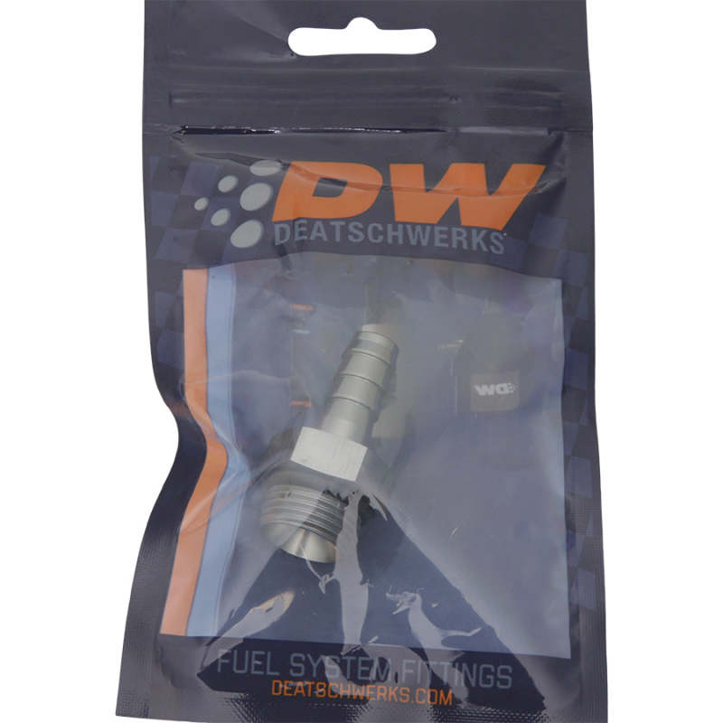 DeatschWerks 8AN ORB male to 3/8 inch male triple barb fitting with O-ring for fuel and oil hoses