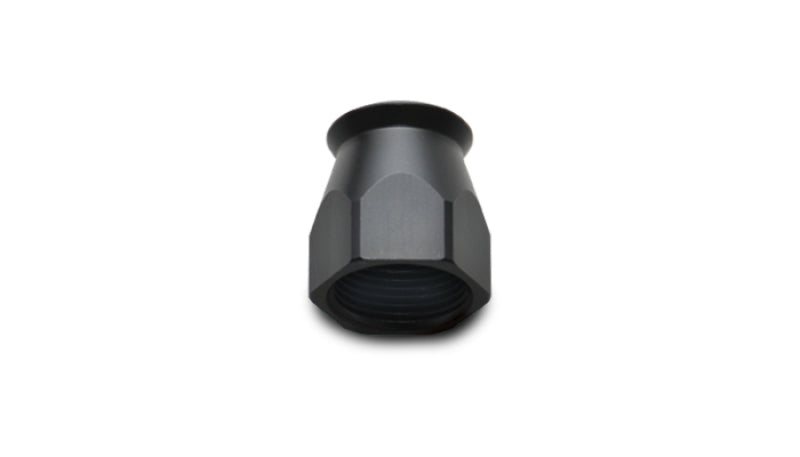 Vibrant black -6AN hose end socket fitting for PTFE hoses, designed for secure connection and durability in performance applications.