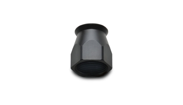 Black Vibrant -8AN hose end socket fitting designed for PTFE hoses, featuring durable construction and precise fitting details.