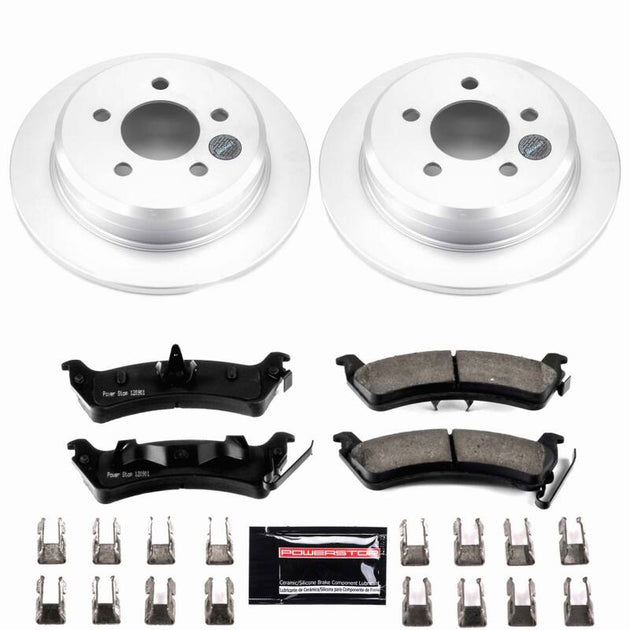 PowerStop rear Z23 coated brake kit for 1993-1998 Jeep Grand Cherokee, includes brake pads and rotors for enhanced stopping power.
