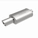 MagnaFlow stainless steel muffler with tip, 14x5x8 inches, featuring dual outlets for optimal exhaust performance.