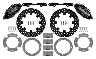 Wilwood 17-21 Can-Am X3RS black 6-piston front brake kit with drilled rotors, performance brake components for enhanced stopping power.