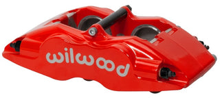 Wilwood Forged Superlite brake caliper with 1.38-inch pistons and 1.25-inch disc, red finish, for high-performance braking systems.