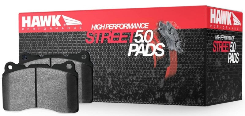 Hawk Performance Hawk 19+ Chevy Corvette C8 Street HPS 5.0 brake pads installed on a vehicle showing the brake pad's surface.
