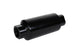 Aeromotive in-line fuel filter with 10AN fitting, 10-micron microglass element, bright-dip black finish, 2-inch outer diameter.