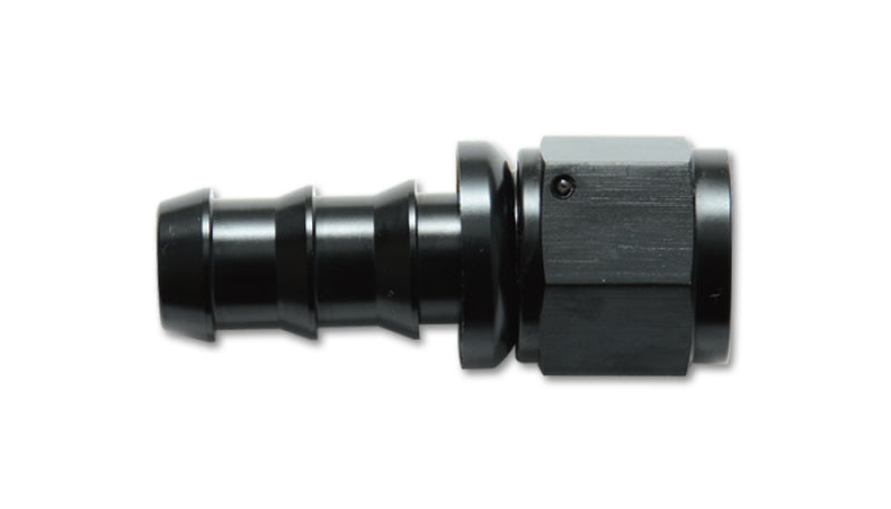 Vibrant -10AN push-on straight hose end fitting made of aluminum, designed for high-performance automotive or fluid transfer applications.