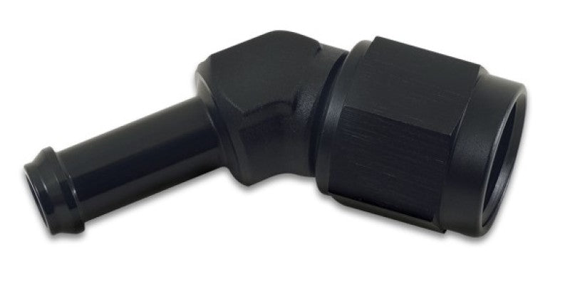 Vibrant female AN to 45-degree barb fitting, -6AN to 3/8 inch barb, automotive fluid fitting with vibrant color finish