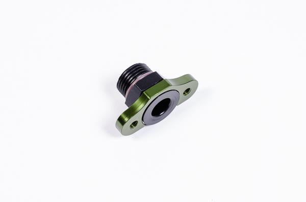 Radium Engineering 8AN ORB fuel pressure regulator FPR adapter with 11mm bore and 32mm spacing, M5 threaded fitting.
