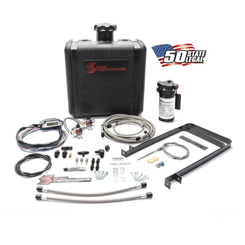 Snow Performance Stage 3 Boost Cooler Water Injection Kit with SS braided line and 4AN fittings, designed for water methanol systems.