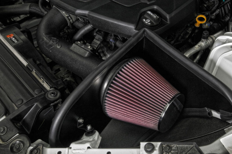 K&N Engineering cold air intake for 2016-2017 Chevrolet Camaro V6 3.6L F/I, showing the performance air filter and intake tube.