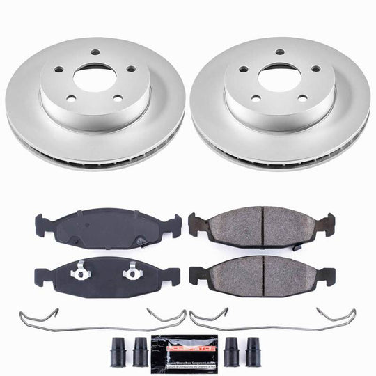 PowerStop Z23 coated brake kit for 1999-2002 Jeep Grand Cherokee front performance brake system with rotors and pads