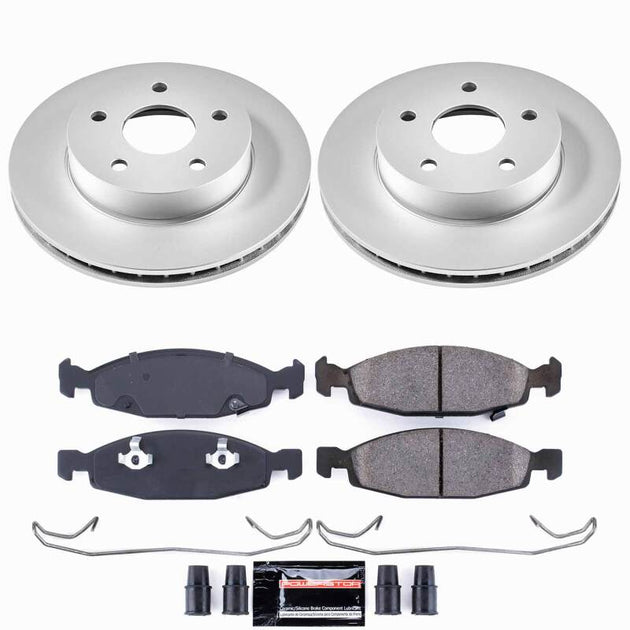 PowerStop Z23 coated brake kit for 1999-2002 Jeep Grand Cherokee front performance brake system with rotors and pads