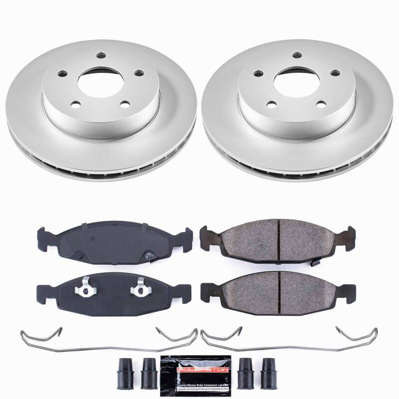 PowerStop Z23 coated brake kit for 1999-2002 Jeep Grand Cherokee front performance brake system with rotors and pads