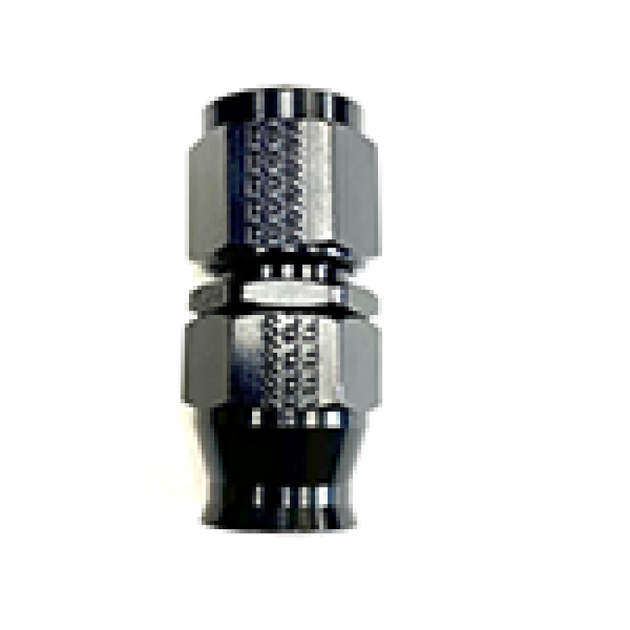 Fragola -6AN black straight hose end fitting for PTFE hoses, durable metal automotive fuel and fluid line connector.