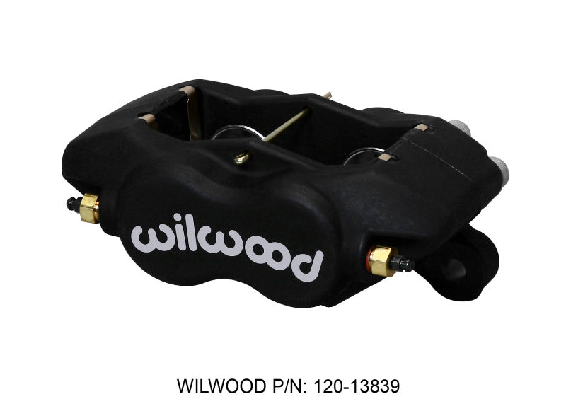 Wilwood forged Dynalite brake caliper with 1.38-inch pistons and .81-inch disc for high-performance braking system.