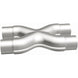 MagnaFlow Smooth Trans X 2.25/2.25 stainless steel X pipe for exhaust systems, featuring a sleek, polished metal finish.