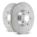PowerStop rear drilled and slotted brake rotors for Cadillac ATS 2016-2018, high-performance slot and drilled brake rotors pair