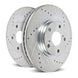 PowerStop rear drilled and slotted brake rotors for Cadillac ATS 2016-2018, high-performance slot and drilled brake rotors pair