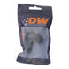 DeatschWerks 10AN ORB male to 6AN male flare low profile 90-degree swivel fitting, anodized matte black for automotive use.
