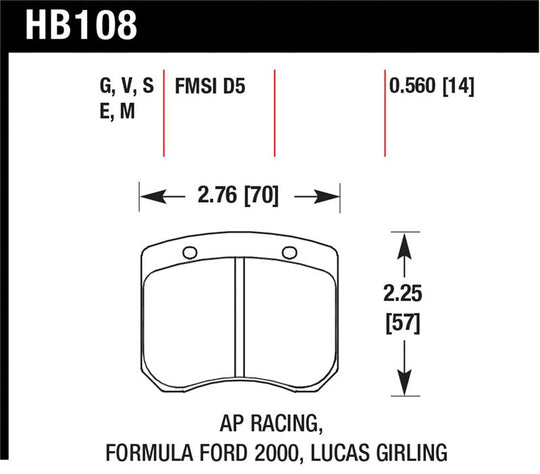 Blue Hawk AP Racing 14mm 9012 race brake pads for high-performance braking systems, showing the brake pad with branding details.