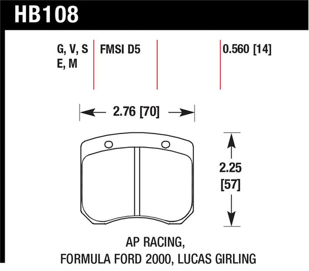 Blue Hawk AP Racing 14mm 9012 race brake pads for high-performance braking systems, showing the brake pad with branding details.