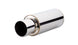 Vibrant TPV round muffler with 23-inch length, 4-inch round tip, straight cut and 2.5-inch inlet diameter, shown from side view.