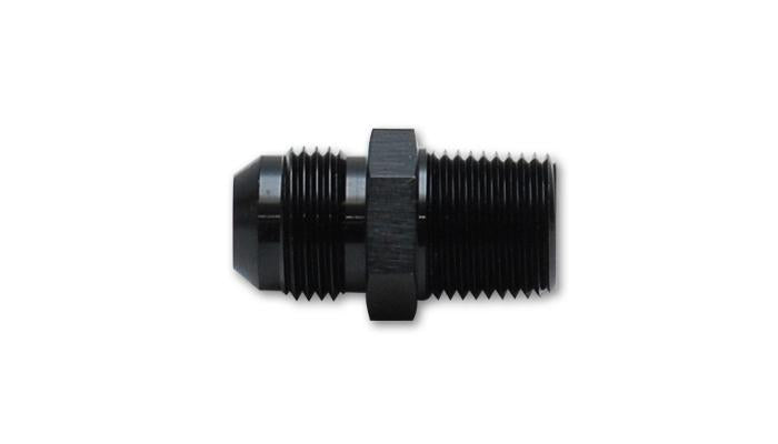 Vibrant aluminum -3AN to 1/8in NPT straight adapter fitting with smooth metallic finish, designed for fluid connections