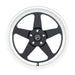 Forgestar D5 Drag 17x5.0 cast wheel in gloss black with 5x114.3 bolt pattern and ET-21 offset, featuring 2.125-inch backspacing