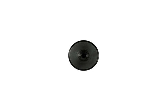 Turbosmart 10um 6AN inline fuel filter in black, showing the compact cylindrical design and inlet/outlet fittings.