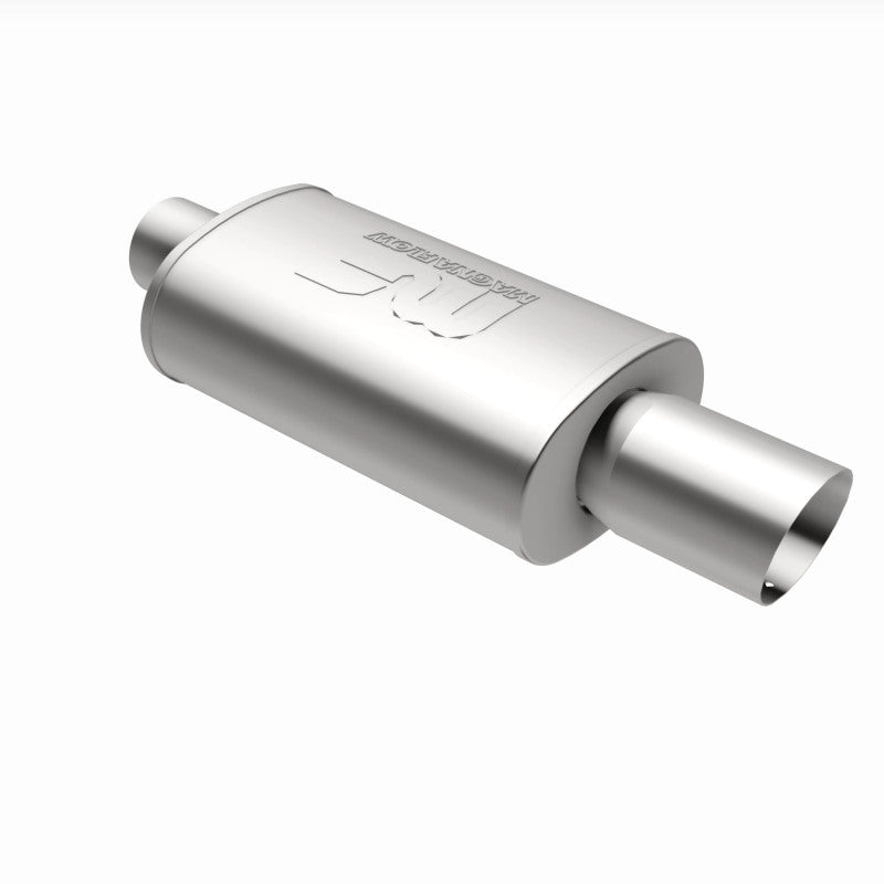 MagnaFlow muffler with tip, model RS 14x5x8, featuring a polished exhaust tip and durable construction for enhanced vehicle performance.