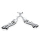 Stainless Works Cadillac CT5-V Blackwing catback exhaust with polished tips, showcasing the sleek, stainless steel design.