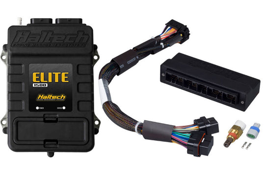 Haltech Elite 1500 ECU adaptor harness for programmers and tuners, showing detailed wiring and connection ports.