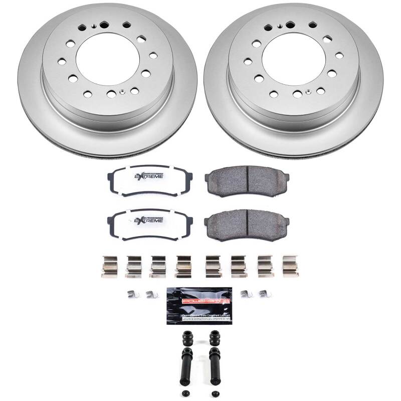 PowerStop rear Z36 coated brake kit for Lexus GX470 2003-2009, includes brake rotors and pads for truck and tow performance.