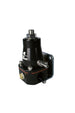 Aeromotive adjustable billet fuel pressure regulator with black finish, featuring two -6 inlets and one -6 return for EFI systems.
