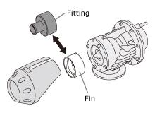HKS SSQV recirculation fitting for 29mm ID hose, blow off valve accessory, metal fitting with HKS branding.