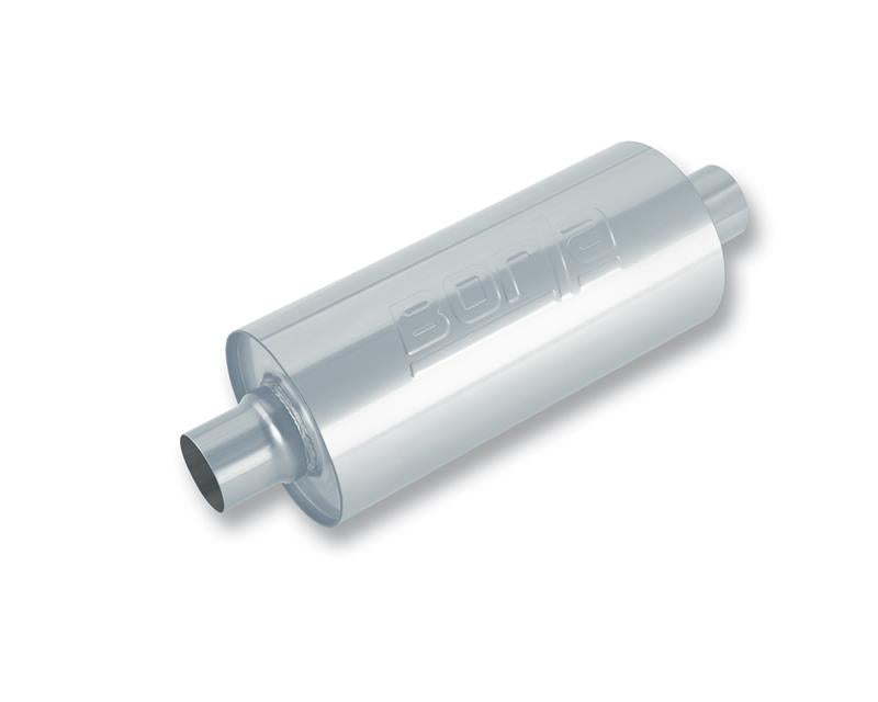 Borla 3-inch inlet/outlet turbo XL muffler with 6.75-inch diameter and 24-inch length, designed for truck exhaust systems.