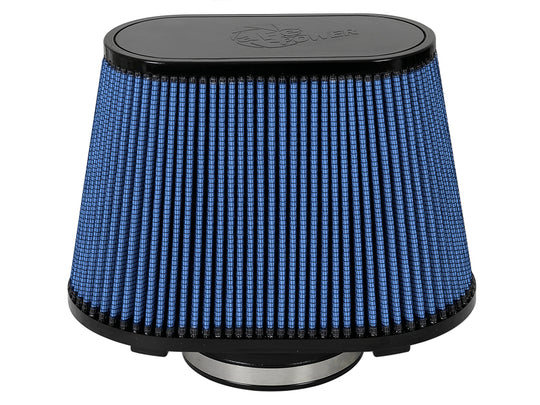 aFe MagnumFLOW drop-in air intake replacement filter with Pro 5R media, featuring 5-inch front, 11x6.5-inch bottom, 8.5x4-inch top, 7.5-inch height
