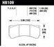 Hawk AP Racing DTC-60 rear race brake pads with black friction material and metal backing plates for high-performance braking.