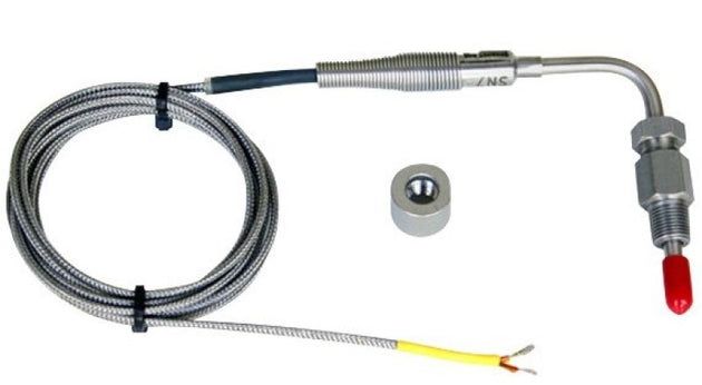 Innovate K-Type EGT probe with Type-K connector and hardware for TC-4 PLUS and LMA-3 gauge systems, used in automotive temperature measurement.