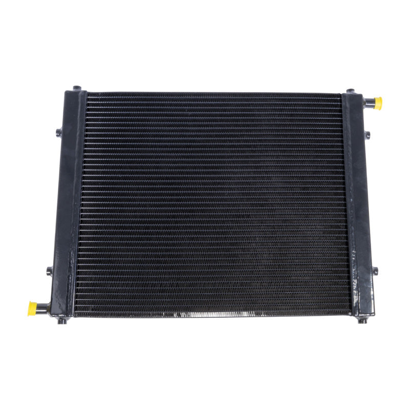 Edelbrock intercooler heat exchanger with single pass, black finish, 31,000 Btu/hr, 22x16.5x1.5 inches, automotive cooling component