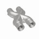 MagnaFlow Smooth Trans X 2.25-inch stainless steel X pipe for exhaust systems, showing the polished metal design and connection points.