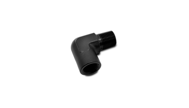 Vibrant 1/8in NPT female to male 90-degree pipe adapter fitting showing threaded connections and compact design