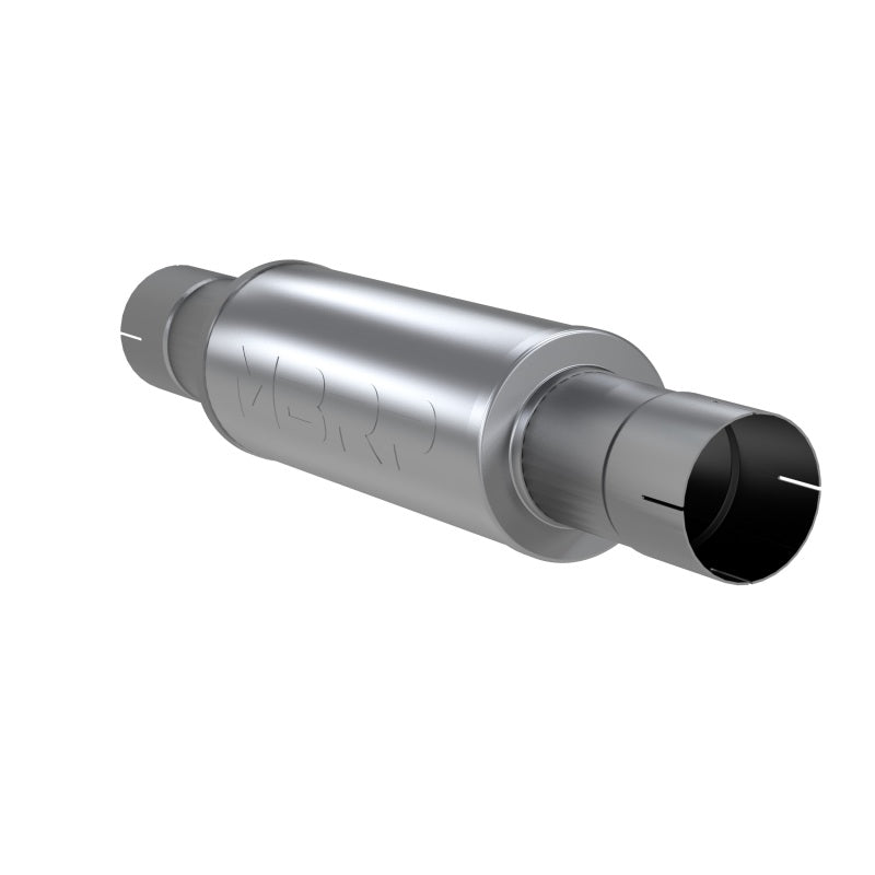 MBRP universal muffler with 4-inch inlet and outlet, 30-inch length, made of aluminum, for vehicle exhaust systems.