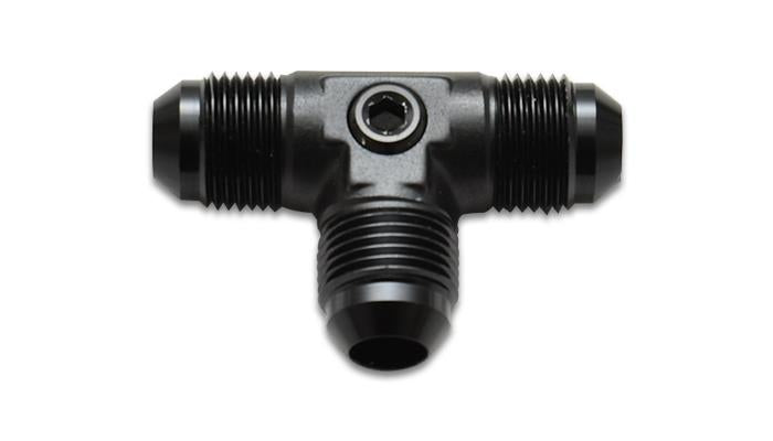 Vibrant -8AN to -8AN male tee adapter fitting with 1/8 inch NPT port, stainless steel hose fitting for automotive and hydraulic use